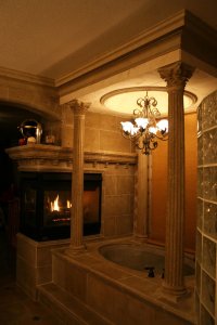 bathroom fireplace & columns